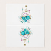 Carte De Visite Roses turquoise avec touches (Extérieur déplié)