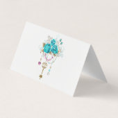 Carte De Visite Roses turquoise avec touches (Dos)