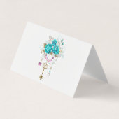 Carte De Visite Roses turquoise avec touches (Devant)