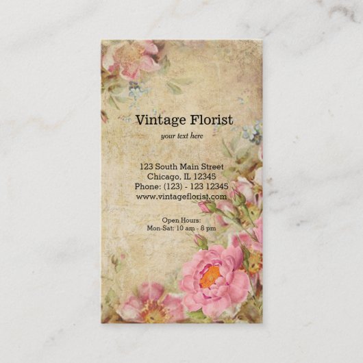 Carte De Visite Roses vintages (Devant)