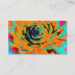 Carte De Visite Rosette Succulente Aquamarine et Orange