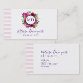 Carte De Visite Rosier rose et bouquet floral de crapaud (Devant / Derrière)