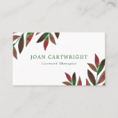 Carte De Visite Rosy Red Green Feuilles - Thérapiste (Devant)