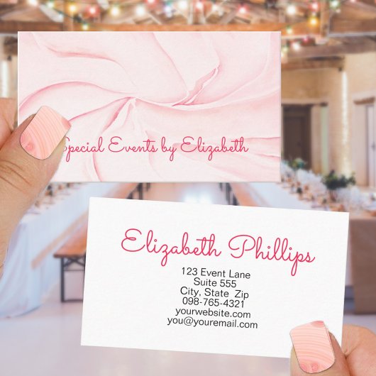 Carte De Visite Rosy Watercolor Swirl Event Planner Professionnel