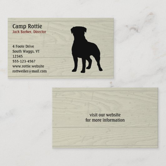 Carte De Visite Rotweiler Chien Silhouette Rustique Style Rotie Ch (Devant / Derrière)