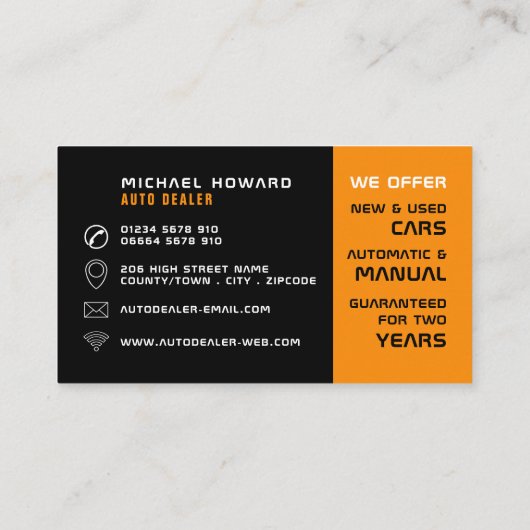 Carte De Visite Roue automobile, concessionnaire automobile (Dos)