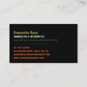 Carte De Visite Roue de communication, traducteur et interprète (Dos)