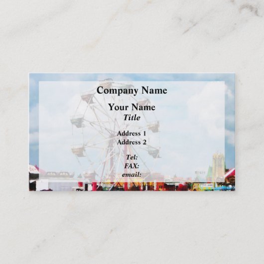 Carte De Visite Roue de Ferris contre le ciel bleu (Devant)