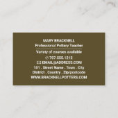 Carte De Visite Roue de Potter, Cours de Poterie, Potters (Dos)