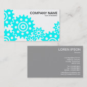 Carte De Visite Roues de l'industrie - Cyan et Blanc (Devant / Derrière)