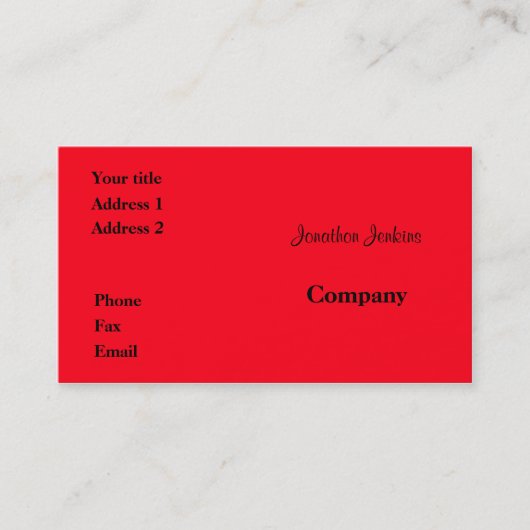 Carte De Visite Rouge (Devant)