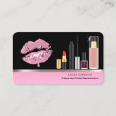 Carte De Visite Rouge à lèvres rose et maquillage (Devant)