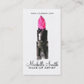 Carte De Visite Rouge à lèvres rose et noir chic maquillage (Devant)