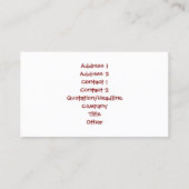 Carte De Visite Rouge Argent Paw Heart Pet (Dos)