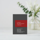 Carte de visite rouge Arrière - plan gris vertical (Debout devant)