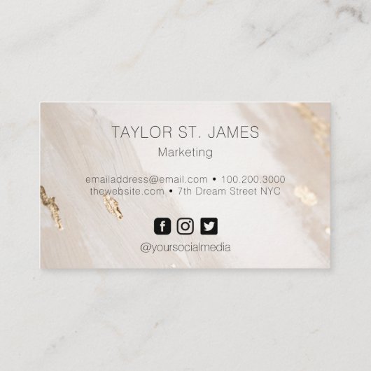 Carte de visite rouge beige or (Dos)