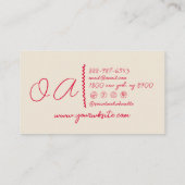 Carte De Visite Rouge Beige Rétro, manuscrit tiré Unique Girly (Dos)