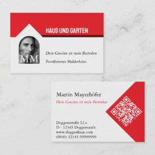 Carte de visite rouge blanc agent immobilier