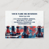 Carte De Visite Rouge, Blanc, Bleu Chess Pièces Club d'entraîneurs (Dos)