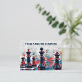 Carte De Visite Rouge, Blanc, Bleu Chess Pièces Club d'entraîneurs (Debout devant)