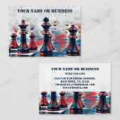 Carte De Visite Rouge, Blanc, Bleu Chess Pièces Club d'entraîneurs (Devant / Derrière)