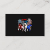 Carte De Visite Rouge Blanc Bleu Cheval 4 Juillet Drapeau USA Feu (Dos)