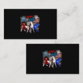 Carte De Visite Rouge Blanc Bleu Cheval 4 Juillet Drapeau USA Feu (Devant / Derrière)