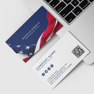 Carte De Visite Rouge Blanc & Bleu-Drapeau américain étoiles et ba