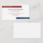 Carte De Visite Rouge Blanc Bleu Guidon Pennant Toute Profession (Devant / Derrière)