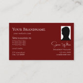 Carte De Visite Rouge blanc classique avec logo et photo (Dos)