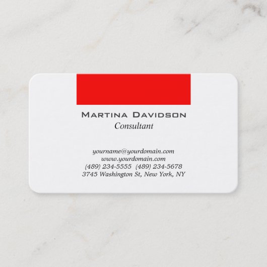 Carte De Visite Rouge blanc classique clair créatif (Devant)