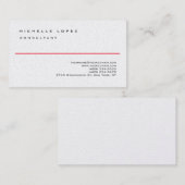 Carte De Visite Rouge blanc classique élégant Plain Premium Pearl (Devant / Derrière)