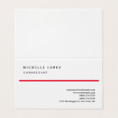 Carte De Visite Rouge blanc classique élégant Plain professionnel (Extérieur déplié)