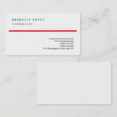 Carte De Visite Rouge blanc classique élégant Plain professionnel (Devant / Derrière)