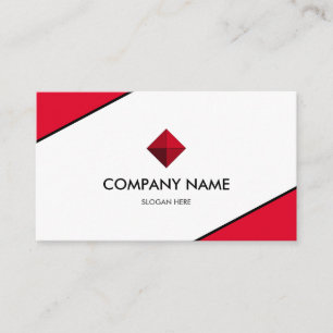 Carte De Visite Rouge & Blanc Élégant