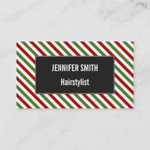 Carte de visite rouge, blanc et vert de motif ray