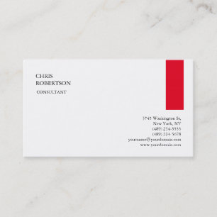 Carte De Visite Rouge Blanc Exclusif Moderne Minimaliste Simple