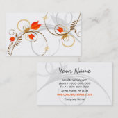 Carte de visite rouge blanc floral chic (Devant / Derrière)