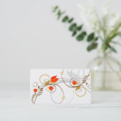 Carte de visite rouge blanc floral chic (Debout devant)