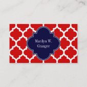 Carte De Visite Rouge, Blanc Marocain #5 Marine 3 Monogramme initi (Dos)