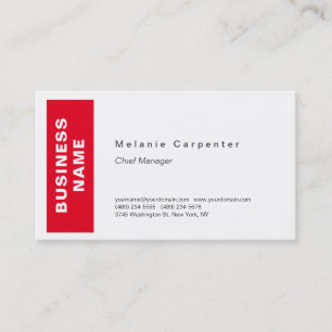 Carte De Visite Rouge Blanc Minimaliste Moderne Simple