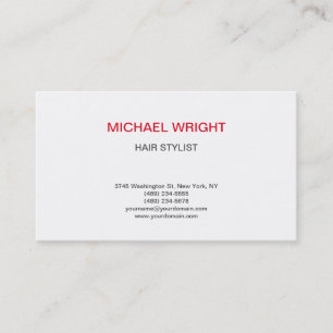 Carte De Visite Rouge Blanc moderne Plain Simple Minimaliste
