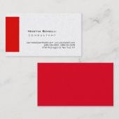 Carte De Visite Rouge blanc moderne simple (Devant / Derrière)