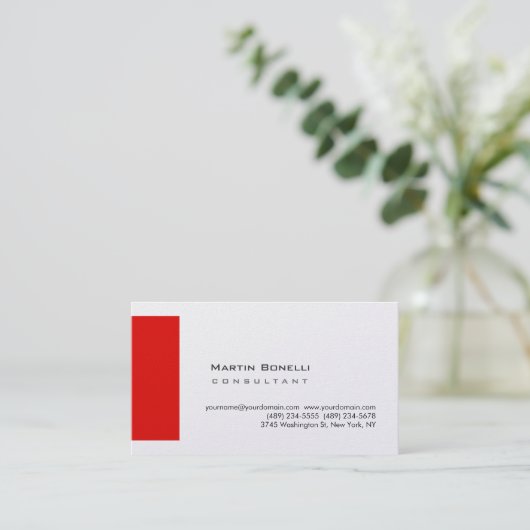 Carte De Visite Rouge blanc moderne simple (Debout devant)