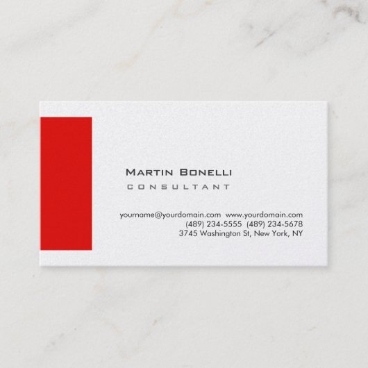 Carte De Visite Rouge blanc moderne simple (Devant)