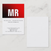 Carte de visite rouge blanc monogramme élégant (Devant / Derrière)