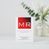 Carte de visite rouge blanc Monogramme moderne (Debout devant)