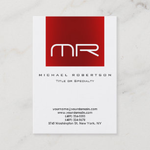 Carte de visite rouge blanc Monogramme moderne