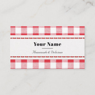 Carte De Visite Rouge & Blanc Rustique Plaid Maison
