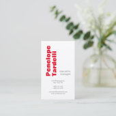 Carte De Visite Rouge Blanc Téméraire Moderne Simple Clair Premium (Debout devant)